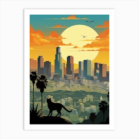 Los Angeles, United States Skyline With A Cat 3 Art Print