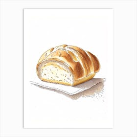 Brioche Bread Bakery Product Quentin Blake Illustration Art Print
