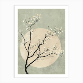 Plum Tree Minimal Japandi Illustration 1 Art Print