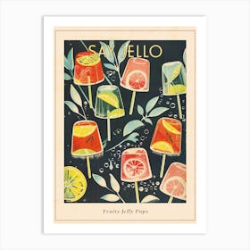 Fruity Jelly Pops Vintage Illustration Poster Art Print