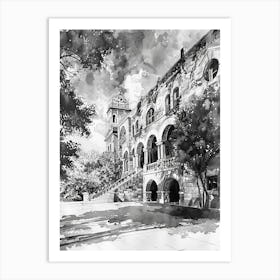 The Bullock Texas State History Museum Austin Texas Black And White Drawing 2 Art Print