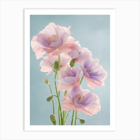 Delphinium Flowers Acrylic Painting In Pastel Colours 4 Art Print