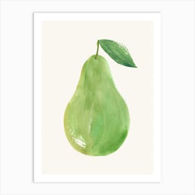 Green Pear Fruit Watercolor Painting Minimalist Kitchen Print Art Print