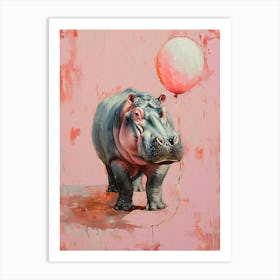 Cute Hippopotamus 3 With Balloon Art Print