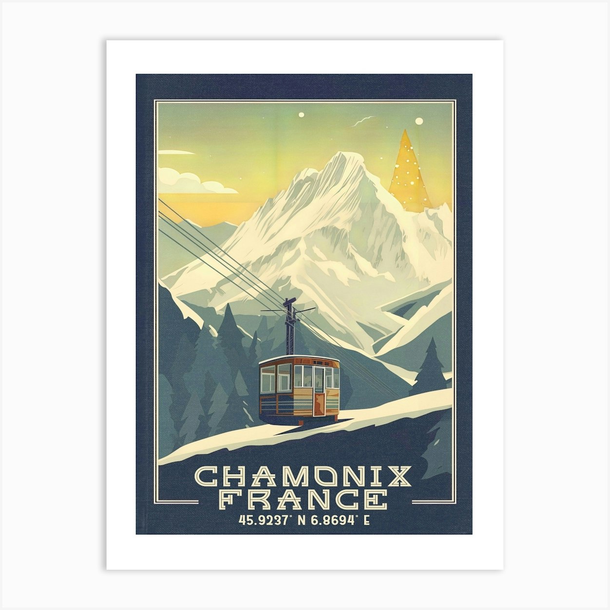 Chamonix France Ski Resort Print Póster