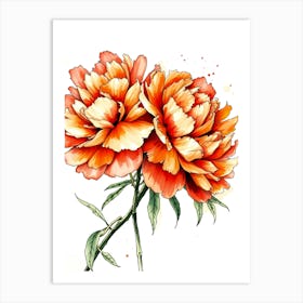 Watercolor Peonies 2 Art Print