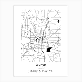 Akron,United States Minimalist Map Art Print