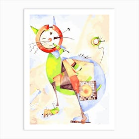 Cat With A Guitar Art Print