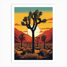  Retro Illustration Of A Joshua Trees At Dusk In Desert 5 Art Print