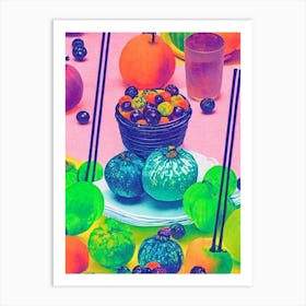 Pummelo Risograph Retro Poster Fruit Art Print