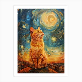 Starry Night Cat 11 Art Print