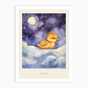 Baby Duck 1 Sleeping In The Clouds Nursery Poster Art Print