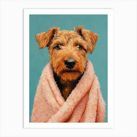 Terrier In Bath Towel 2 Art Print