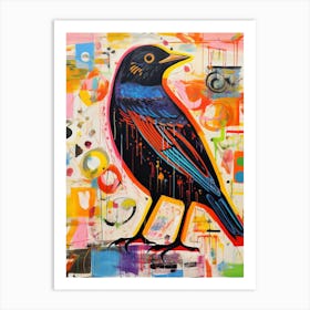 Colourful Bird Painting Blackbird 3 Art Print
