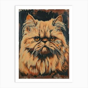 Persian Cat Relief Illustration 4 Art Print