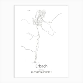 Erbach,Germany Minimalist Map Art Print