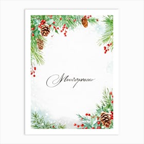 A Watercolor Interpretation Of A Modern Calligraphy Christmas Greeting Flourishes Adding An Elegant (3) Art Print