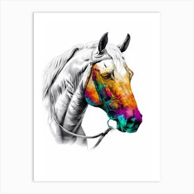 Horse Wild Tribal Illustration Art 04 Art Print