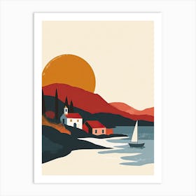 Sunset By The Sea, Hygge Art Print