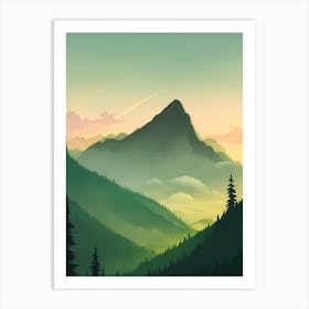 Misty Mountains Vertical Composition In Green Tone 181 Art Print