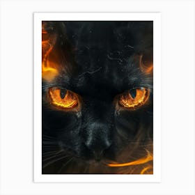 Black Cat With Flames Art Print