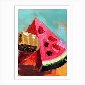 Watermelon Slice Oil Painting 1 Art Print