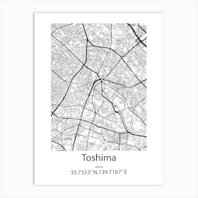 Toshima,Japan Minimalist Map Affiche