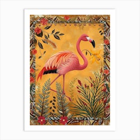 Greater Flamingo And Oleander Boho Print 1 Art Print