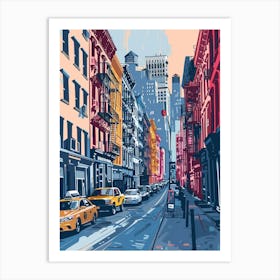 Soho District New York Colourful Silkscreen Illustration 3 Art Print