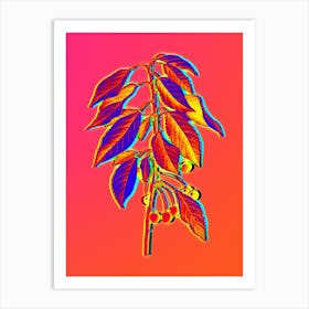 Neon Wild Cherry Botanical in Hot Pink and Electric Blue n.0401 Art Print