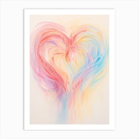 Whimiscal Rainbow Swirl Line Heart 2 Art Print