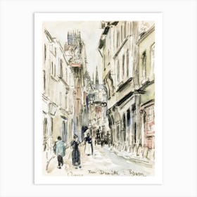 Rue Saint Romain, Rouen, 1st plate (1896), Camille Pissarro 1 Art Print