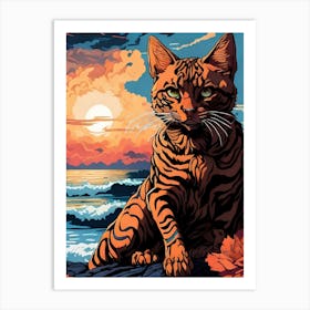 Sunset Cat Art Print