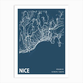 Nice Blueprint City Map 1 Art Print