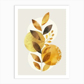 Abstract Golden Leaves Art Print