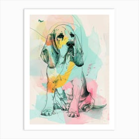 Basset Hound Dog Pastel Line Painting 1 Art Print