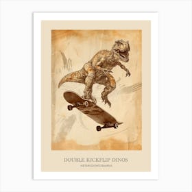 Heterodontosaurus Vintage Dinosaur Poster 2 Art Print