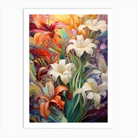 Flowers In A Nouveau Garden Art Print