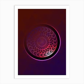 Geometric Neon Glyph on Jewel Tone Triangle Pattern 396 Art Print
