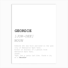 Geordie, Dictionary, Definition, Quote, Funny, Kitchen, Print Art Print