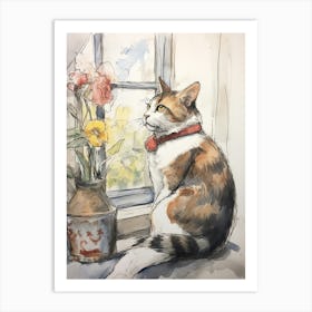 Storybook Animal Watercolour Cat 2 Art Print