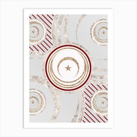 Geometric Abstract Glyph in Festive Gold Silver and Red n.0094 Art Print