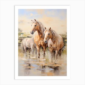 Horses Painting In Corsica, France 1 Art Print