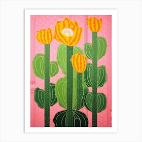Mexican Style Cactus Illustration Nopal Cactus 3 Art Print
