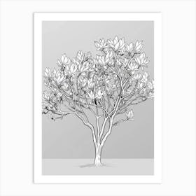 Magnolia Tree Minimalistic Drawing 1 Art Print