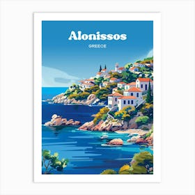 Alonissos Greece Island Digital Travel Illustration Art Print