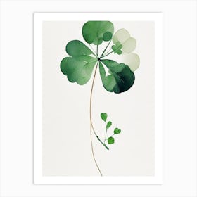 White Clover Leaf Minimalist Watercolour 3 Art Print