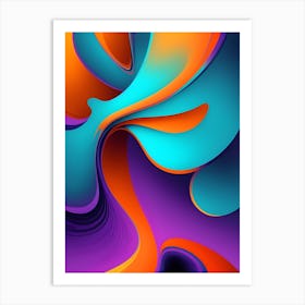 Abstract Colorful Waves Vertical Composition Art Print