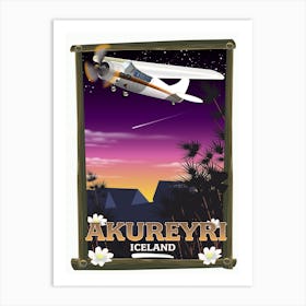 Akurueri Iceland Travel poster Art Print