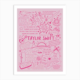 Taylor Swift Pink Doodle Lyrics Art Print